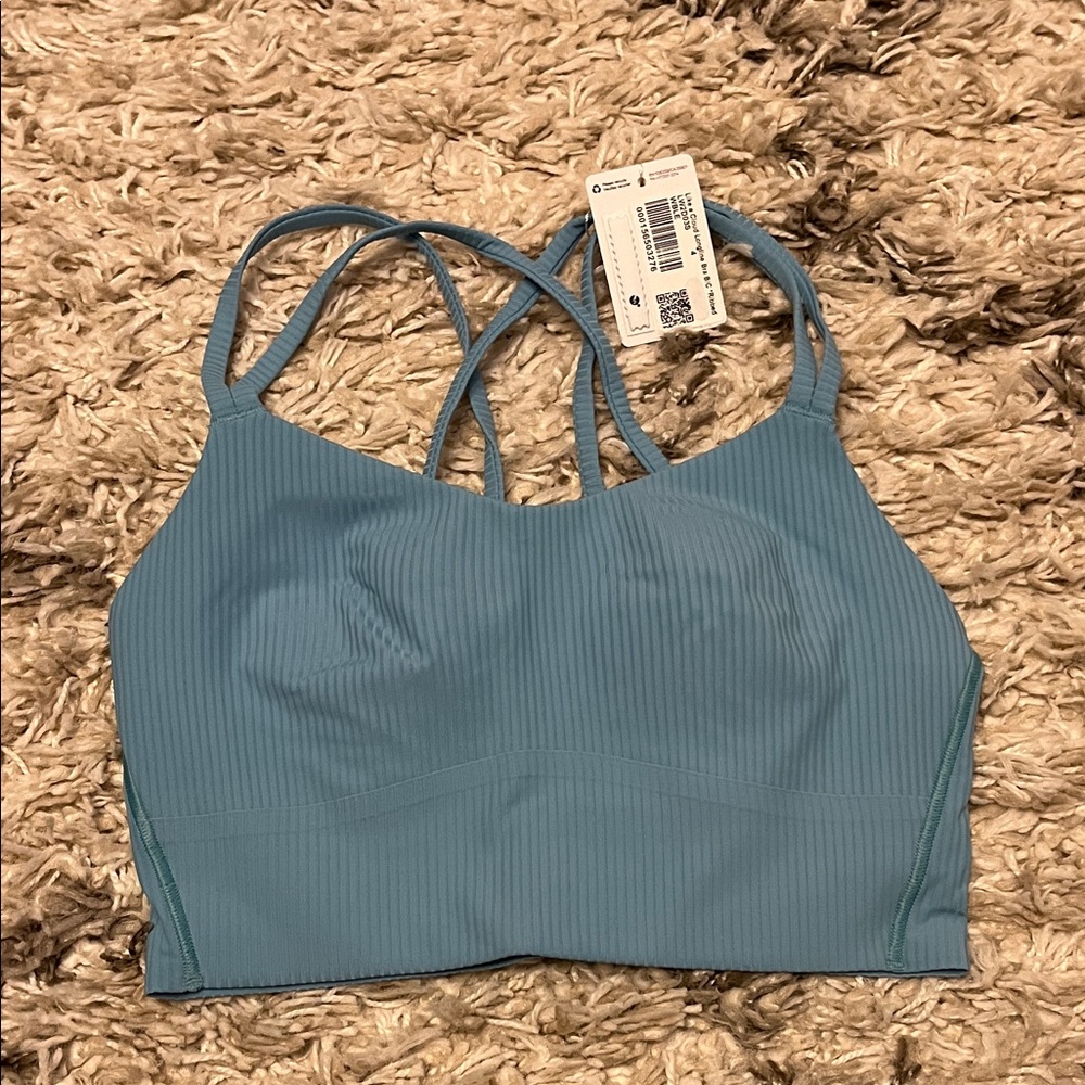 Lululemon like a cloud ribbed longline bra B/C. Size 4. New with tags. Blue.